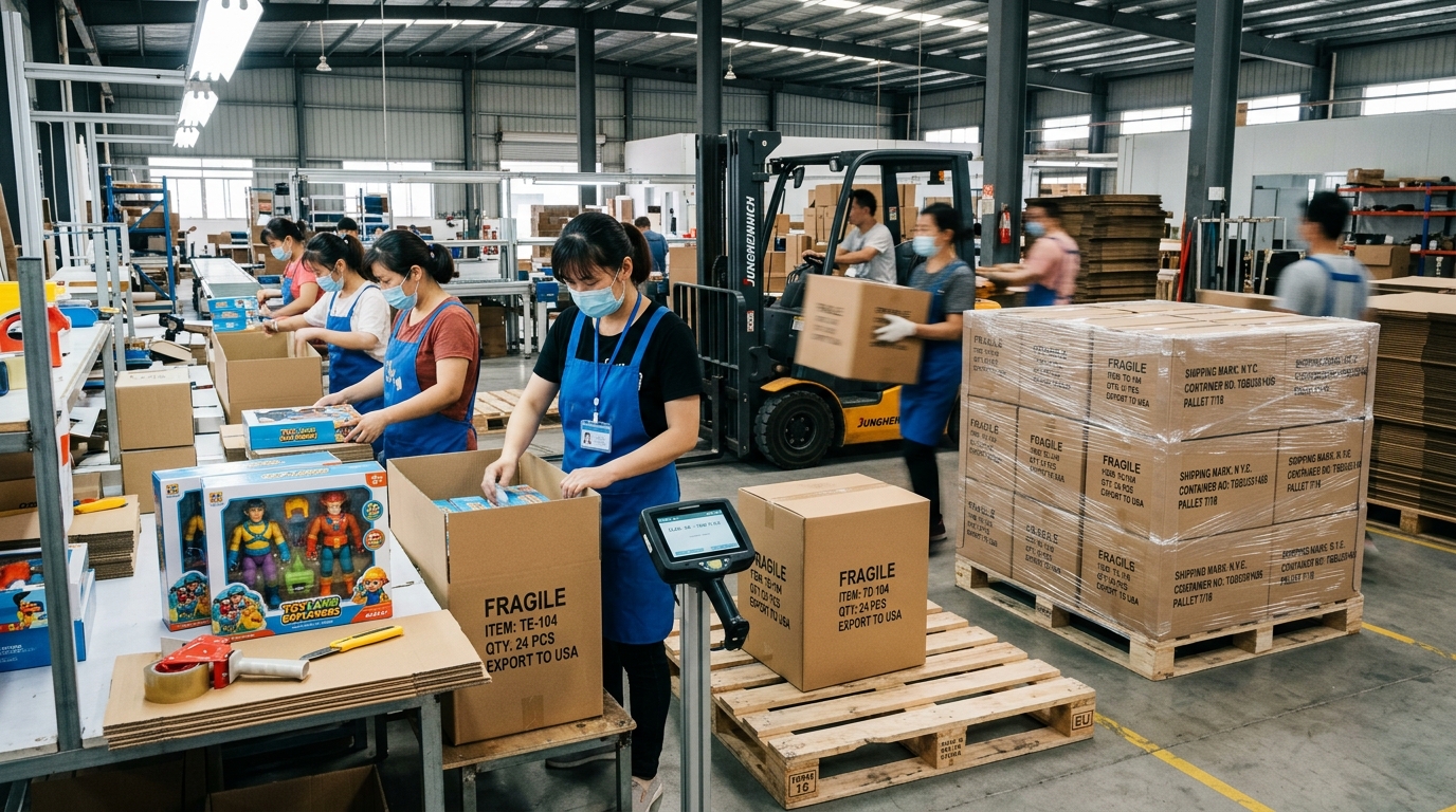 WishTime Packaging Engineering Line and Container Loading Logistics in Chenghai