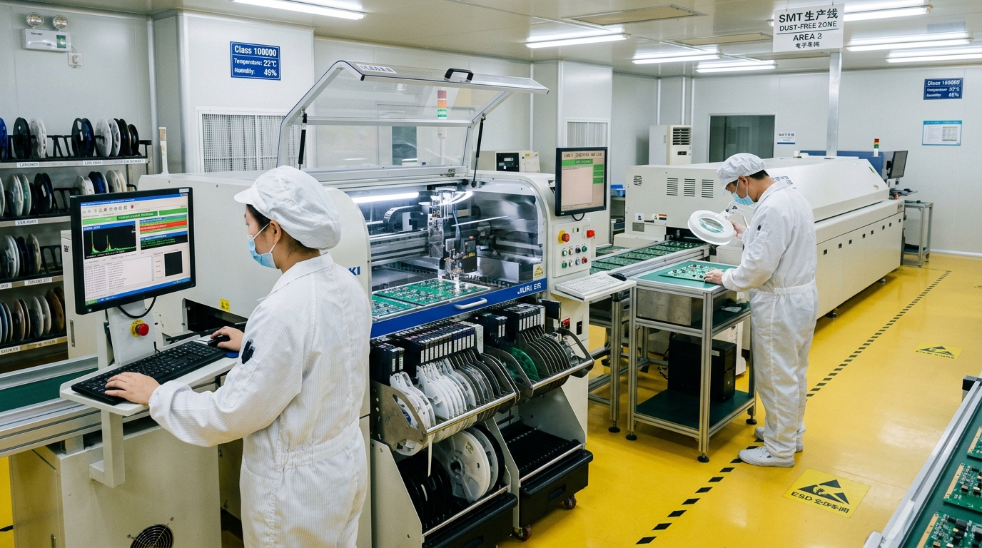 WishTime Dust-Free Class 100000 SMT Electronics Cleanroom with Yamaha Pick and Place Lines