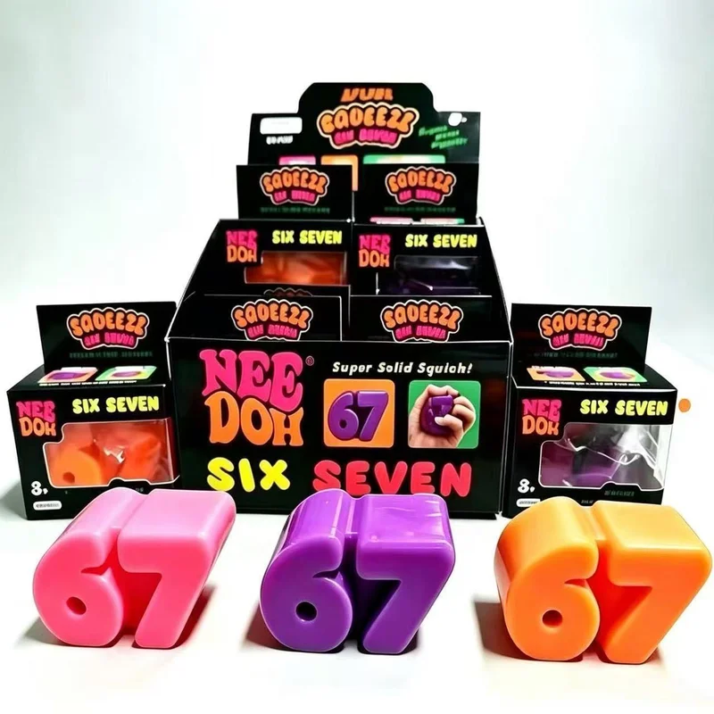 Chunky Number 67 Sensory Block Squeeze Toy (3 Colors)