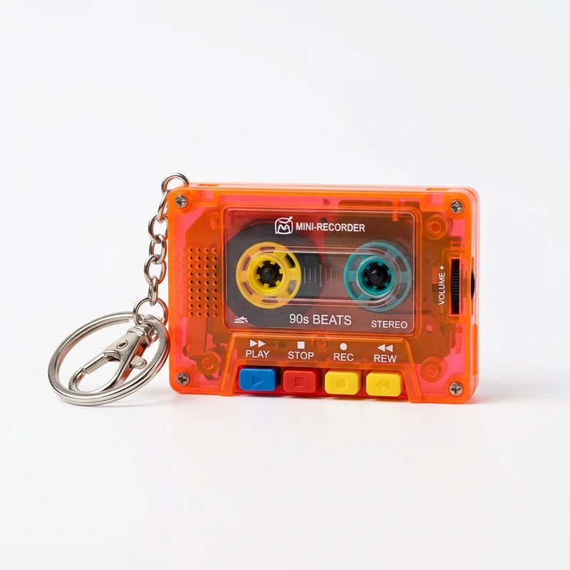 Syh1483 Creative Mini Vintage Cassette Recorder Music Fidget Keychain