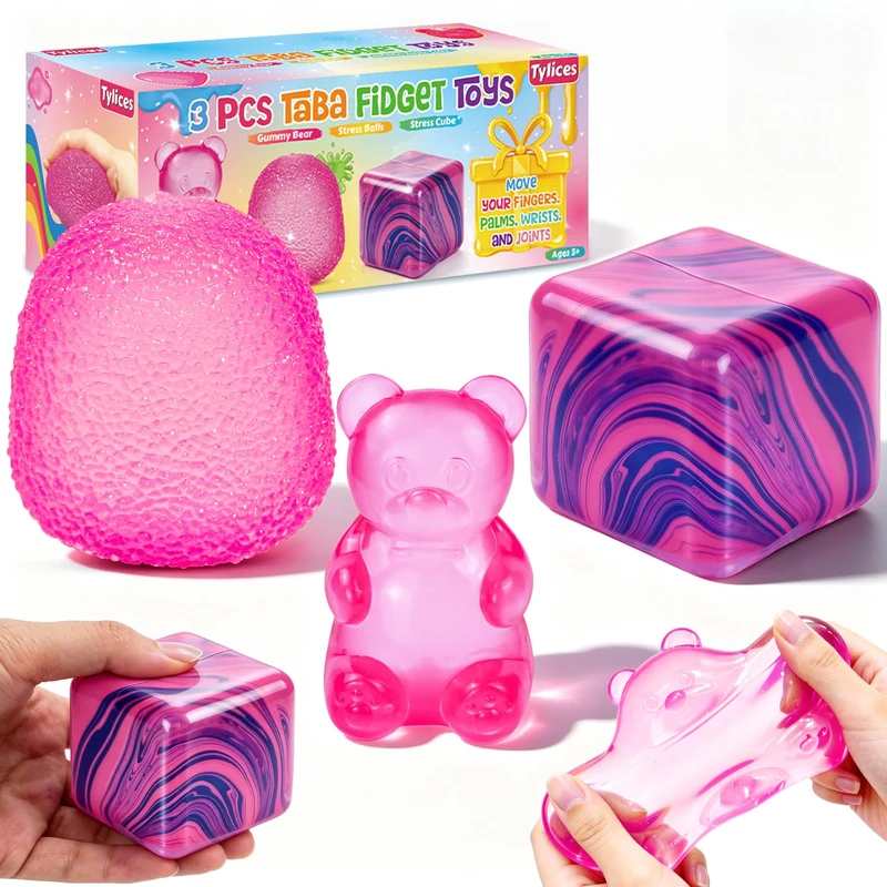 3Pcs Taba Squishies Fidget Toys Stress Balls Squishies Stress Cube Sensory Toys