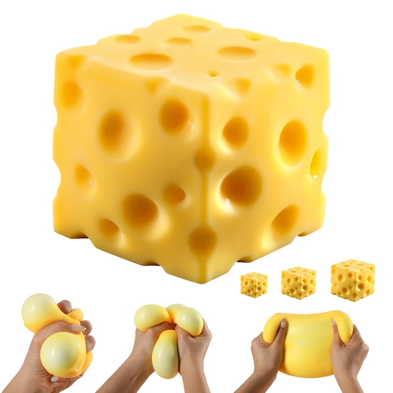 Cheese Squishy Cube Block Squishy Fidget Toys Adults Easter Basket Stocking Stuffers