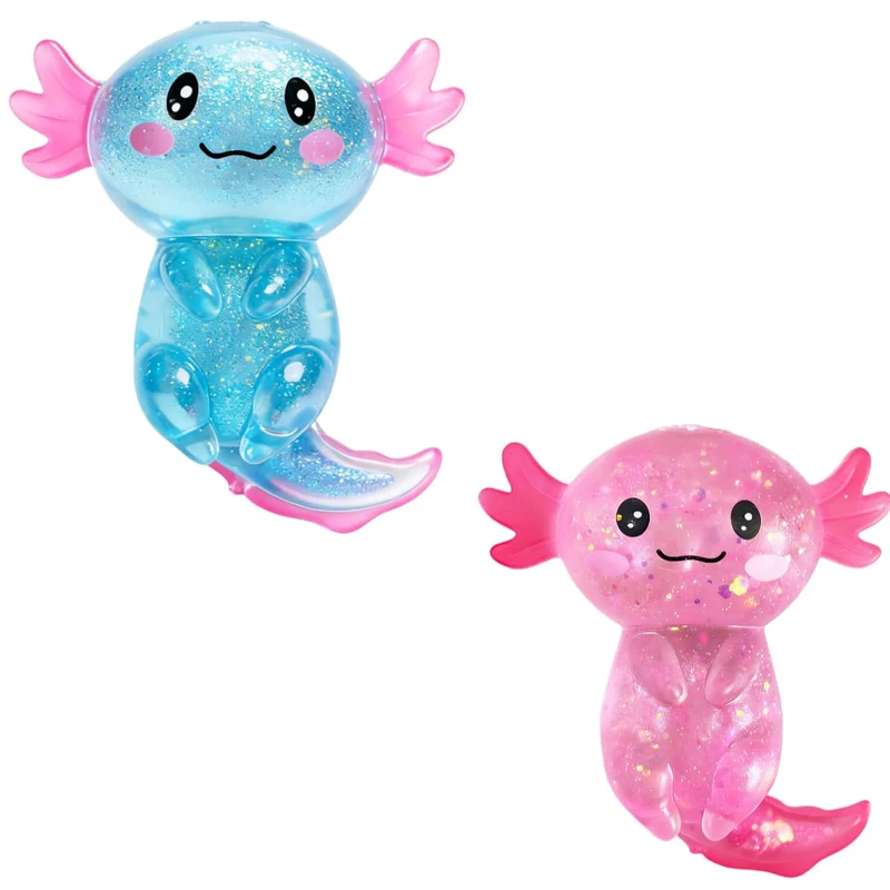 2 Pcs Axolotl Squishy Stress Relief Toy Stretchy Axolotls Stress Soft Squeeze